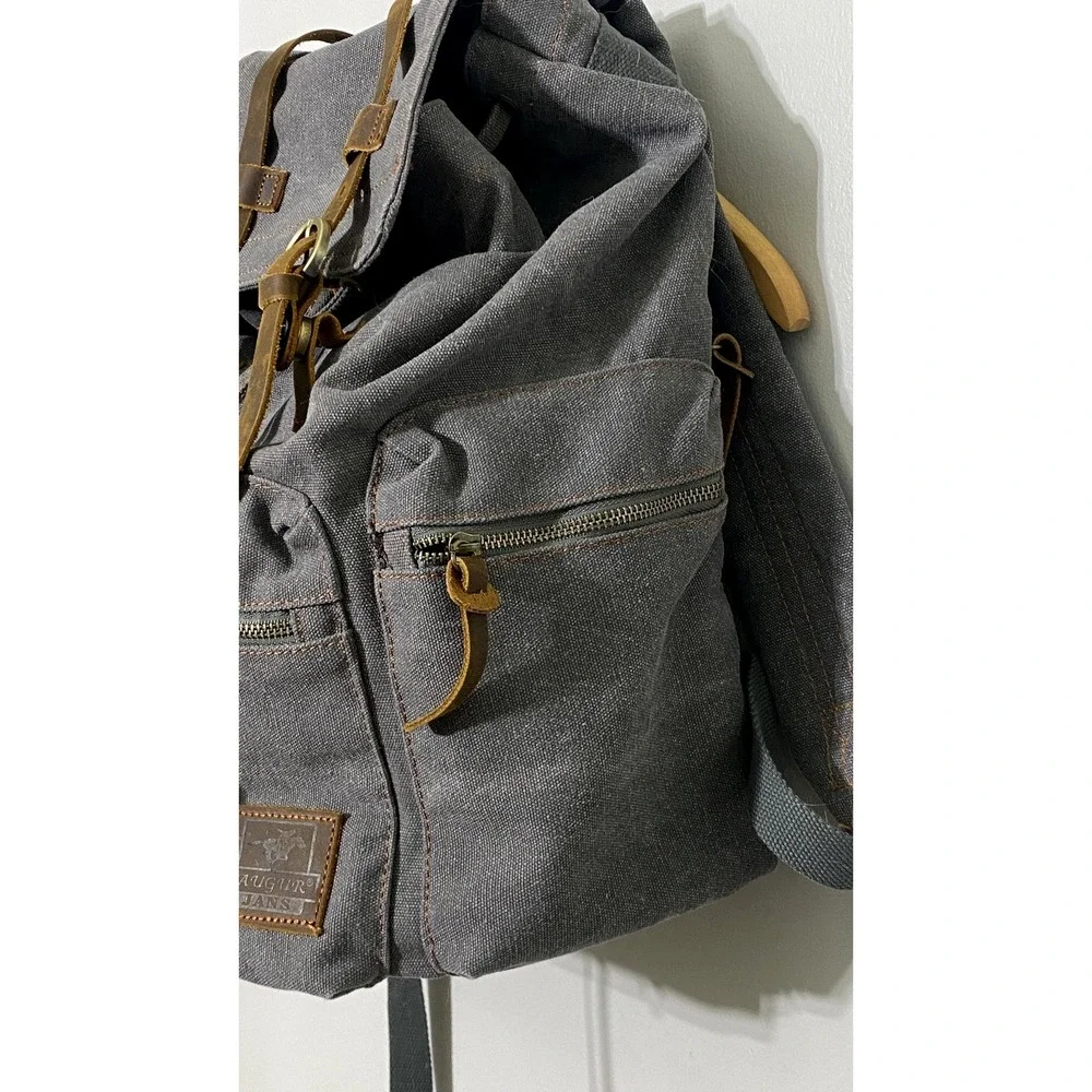 Augur Jans Canvas Leather Backpack Rucksack Hiking Laptop Travel Bag Gorpcore